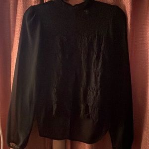 Long sleeve see-through lacy black blouse from forever 21